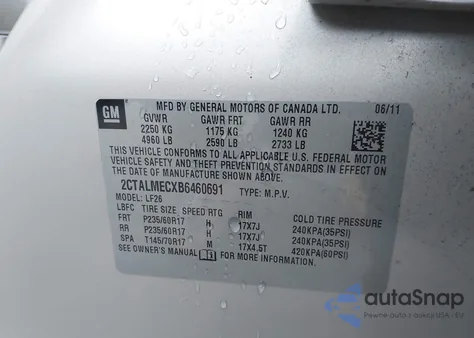 2011 GMC Terrain Sle-1 z USA, uszkodzony, nr VIN 2CTALMECXB6460691